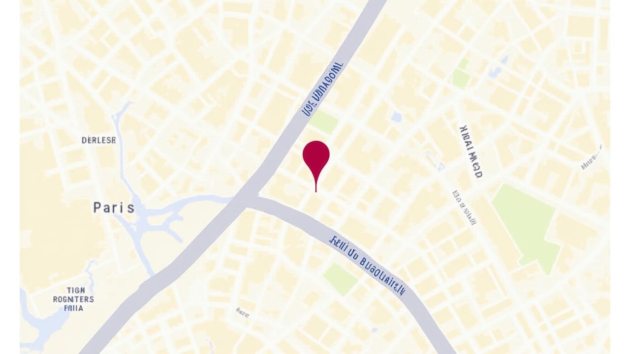 Carte statique de Paris montrant l'emplacement du salon L'Ondine Beauté près de la Rue du Faubourg Saint-Honoré, avec la Tour Eiffel en arrière-plan.