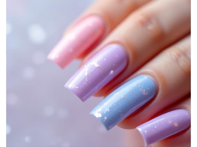 Nail art géométrique tendance 2025 aux couleurs pastel