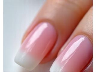 Gros plan sur des ongles avec différentes variantes de manucure française.